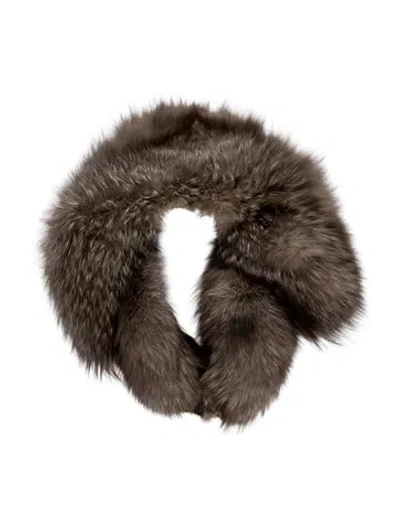 Pre-owned Fur Gray Fox Scarf In Neutral