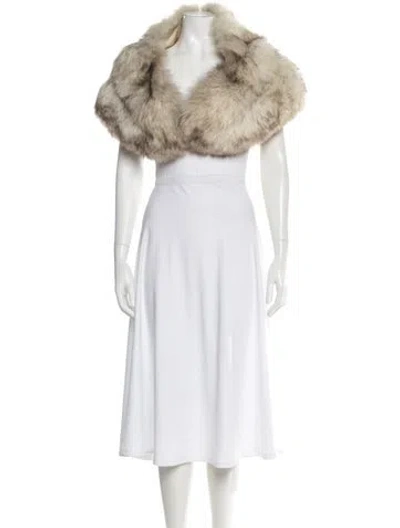 Pre-owned Fur Gray Fox Shawl In Neutral