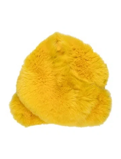 Pre-owned Fur Gray Fox Vintage Scarf In Yellow