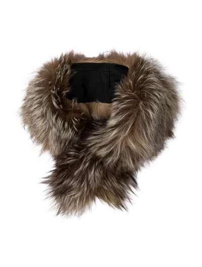 Pre-owned Fur Gray Fox Vintage Shawl In Brown