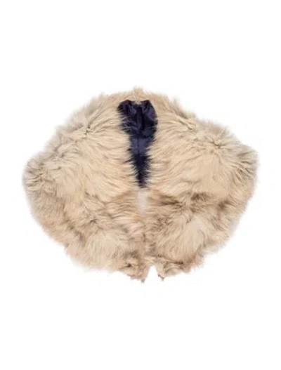 Pre-owned Fur Gray Fox Vintage Shawl In Neutral