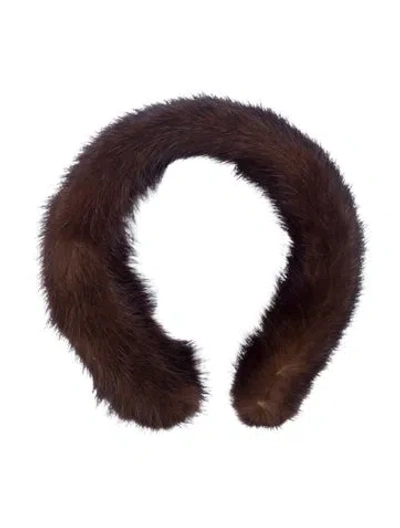 Pre-owned Fur Hair Band In Brown