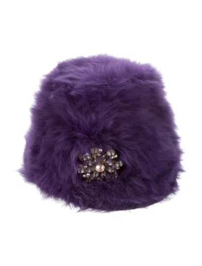 Pre-owned Fur Hat In Purple