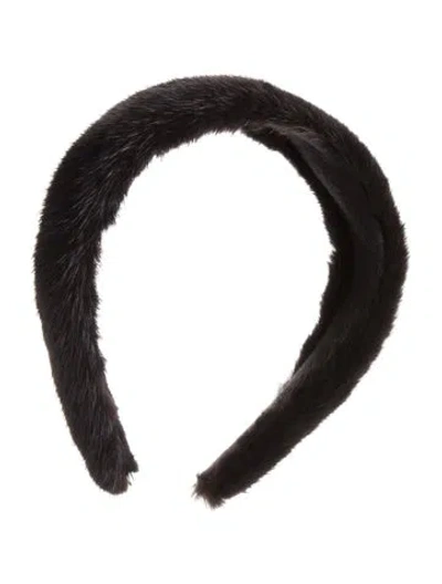 Pre-owned Fur Headband In Black