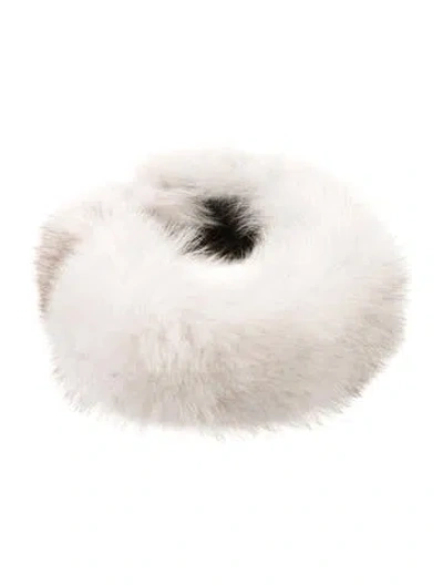Pre-owned Fur Headband In White