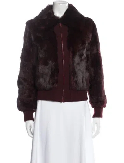 Pre-owned Fur Jacket In Burgundy