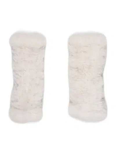 Pre-owned Fur Knitted Arm Warmers In White