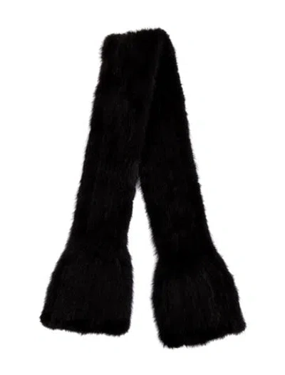 Pre-owned Fur Knitted Mink Scarf In Black