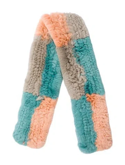 Pre-owned Fur Knitted Rabbit   Scarf In Gray