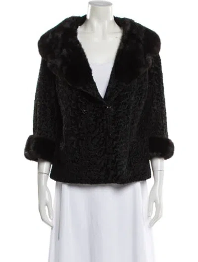 Pre-owned Fur Lamb  Faux  Jacket In Black