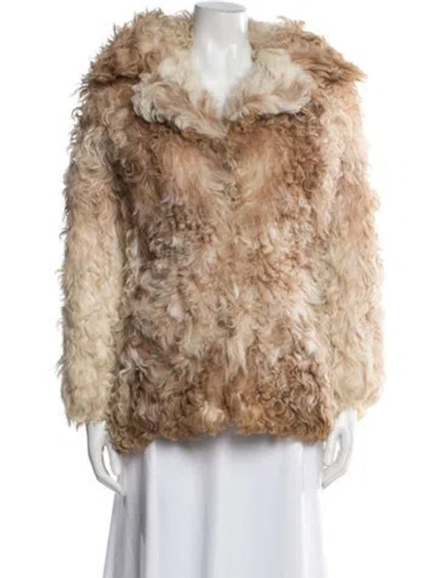 Pre-owned Fur Lamb   Coat In Neutral