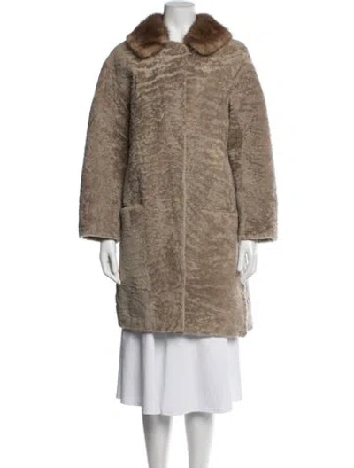 Pre-owned Fur Lamb   Coat In Neutrals