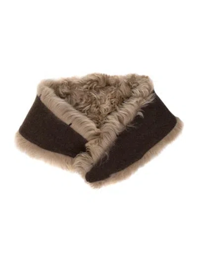 Pre-owned Fur Lamb  Scarf In Neutral