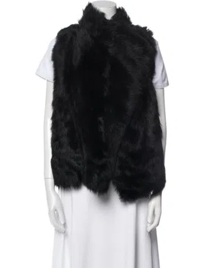 Pre-owned Fur Lamb  Vest In Black