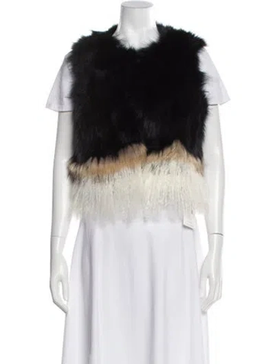 Pre-owned Fur Lamb  Vest In Black