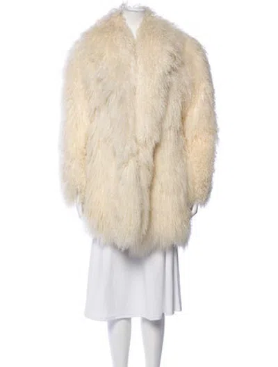 Pre-owned Fur Lamb Leather  Coat In Neutrals