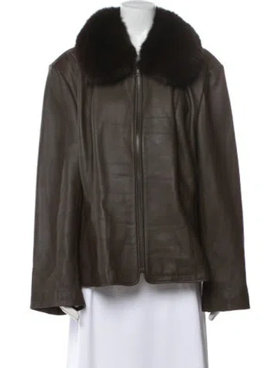 Pre-owned Fur Lamb Leather  Jacket In Brown