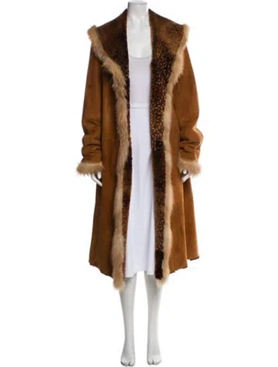Pre-owned Fur Lambskin Faux  Coat In Brown