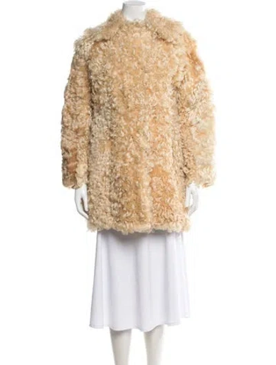 Pre-owned Fur Lambskin  Coat In Neutral