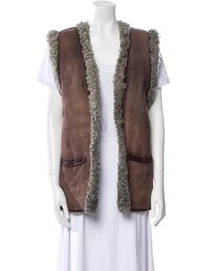 Pre-owned Fur Leather Coat In Brown