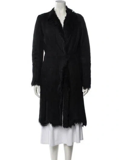 Pre-owned Fur Leather Faux  Coat In Black