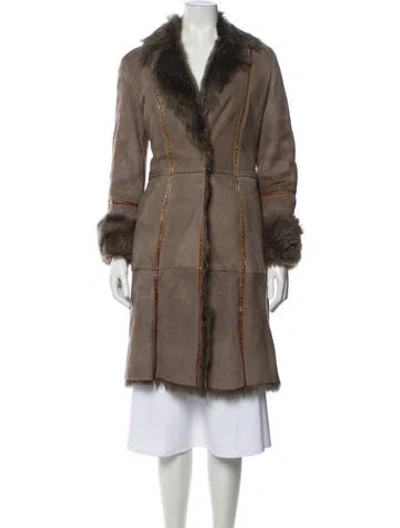 Pre-owned Fur Leather Faux  Coat In Brown