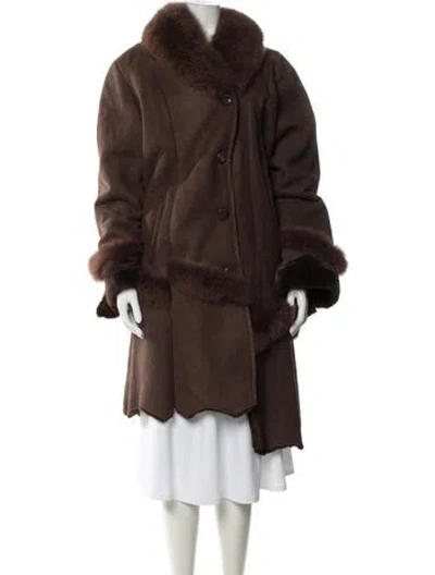 Pre-owned Fur Leather Faux  Coat In Brown