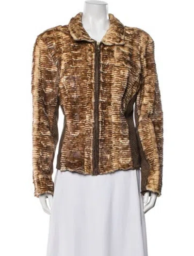 Pre-owned Fur Leather Faux  Coat In Brown