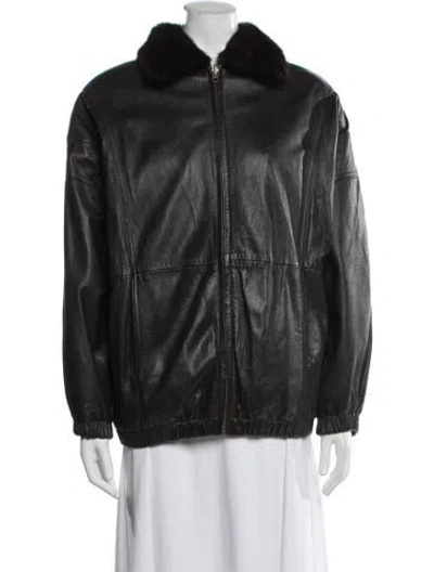 Pre-owned Fur Leather Faux  Jacket In Black/brown