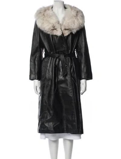 Pre-owned Fur Leather  Coat In Blue