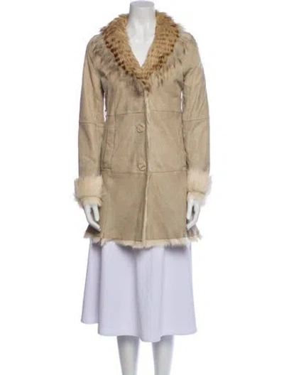 Pre-owned Fur Leather  Coat In Neutral