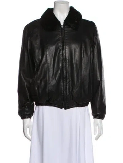 Pre-owned Fur Leather  Jacket In Black