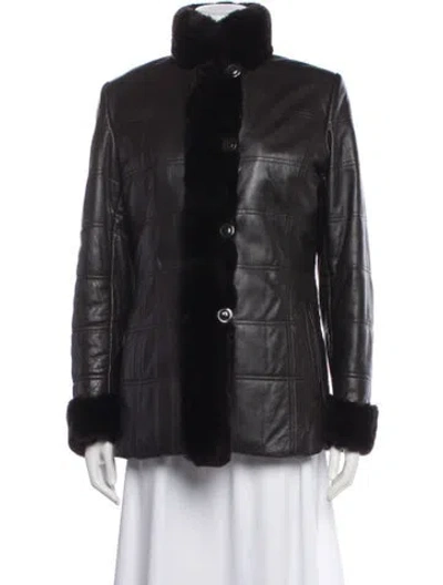Pre-owned Fur Leather  Jacket In Black