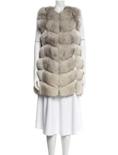 Pre-owned Fur Leather  Jacket In Neutrals