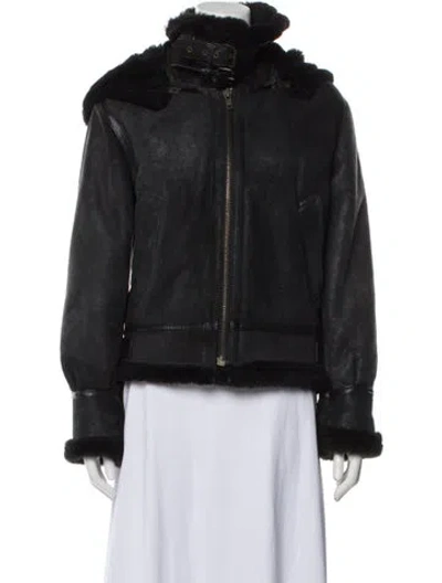 Pre-owned Fur Leather Jacket In Black