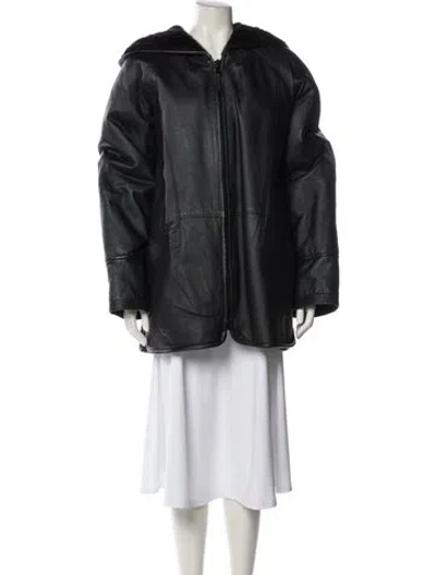 Pre-owned Fur Leather Jacket In Black