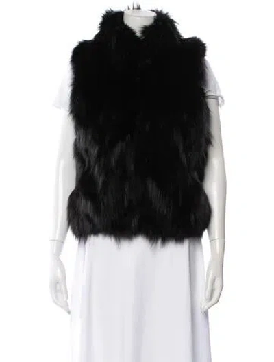 Pre-owned Fur Leather Vest In Green