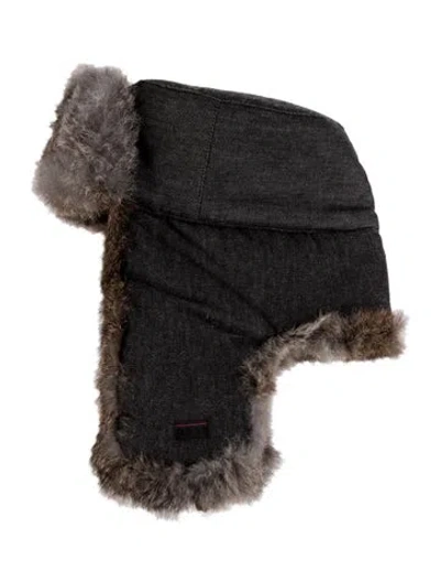 Pre-owned Fur Lined Trapper Hat In Gray
