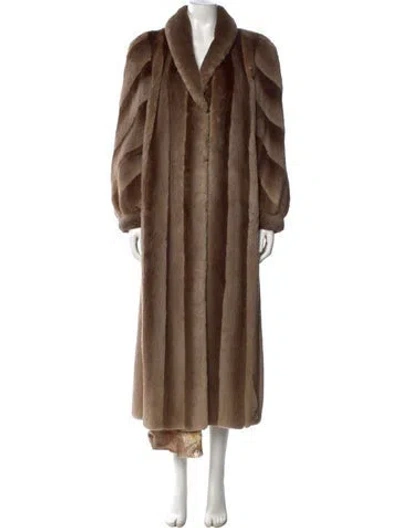 Pre-owned Fur Long Sleeve Tunic In Brown
