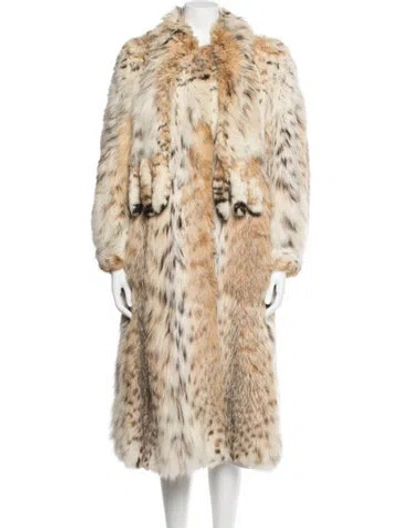 Pre-owned Fur Lynx Animal Print  Coat In Neutrals