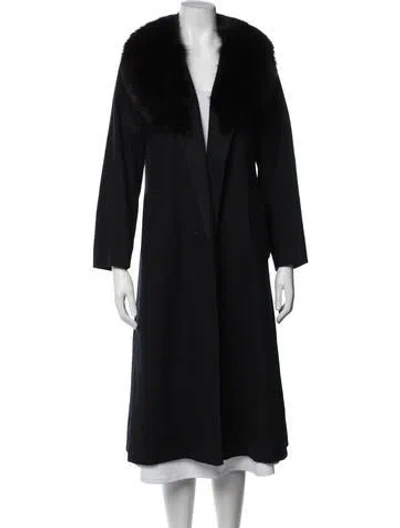 Pre-owned Fur Merino Wool  Coat In Black