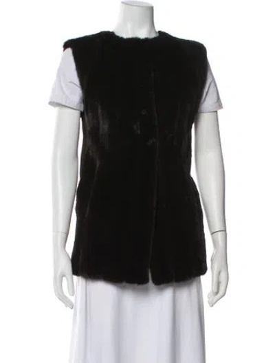 Pre-owned Fur Mink And Suede  Vest In Brown