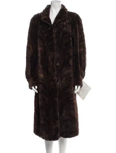 Pre-owned Fur Mink Animal Print  Coat In Brown