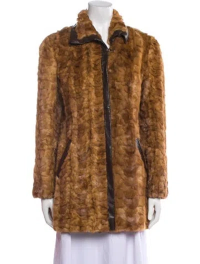 Pre-owned Fur Mink Animal Print  Coat In Brown