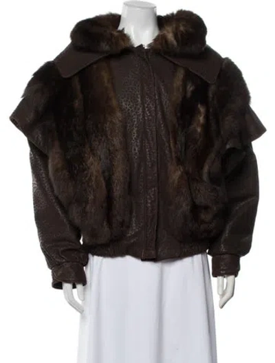 Pre-owned Fur Mink Animal Print  Coat In Brown