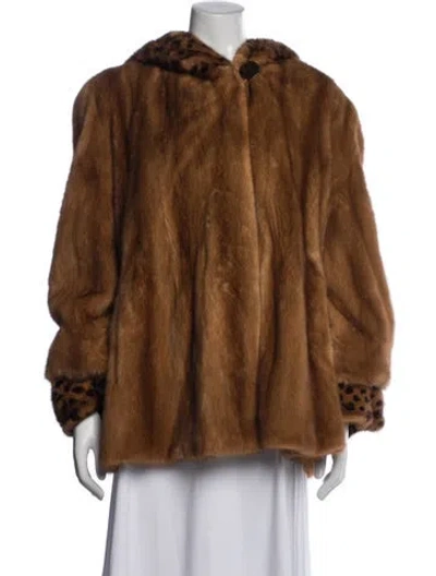 Pre-owned Fur Mink Animal Print  Jacket In Brown