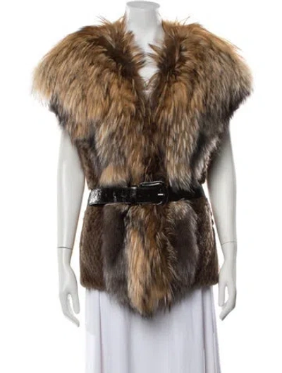 Pre-owned Fur Mink Animal Print  Jacket In Brown