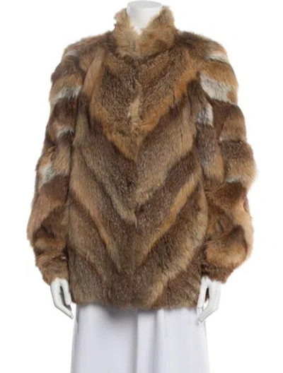 Pre-owned Fur Mink Animal Print  Jacket In Brown