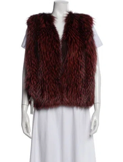 Pre-owned Fur Mink Animal Print  Jacket In Red