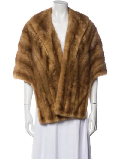 Pre-owned Fur Mink Animal Print Poncho In Neutral